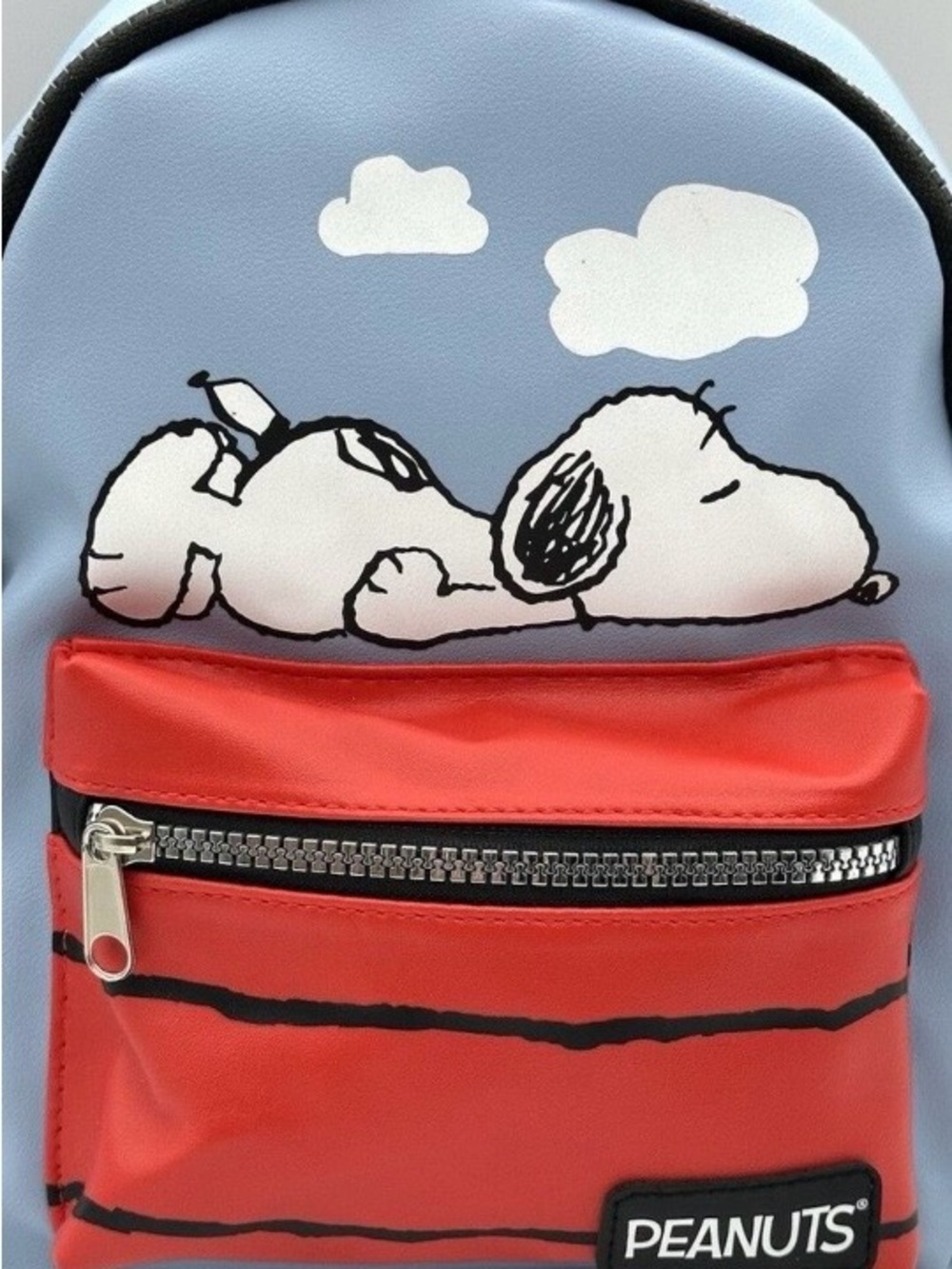 Peanuts Sleeping Snoopy Doghouse Faux Leather Mini Backpack Purse Diaper Bag NWT - Picture 2 of 10